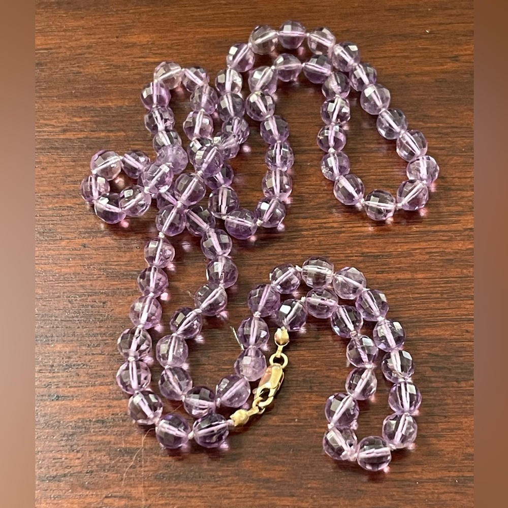 Faceted natural 8mm high quality amethyst bead 14/20 gold filled long necklacece - Picture 6 of 10
